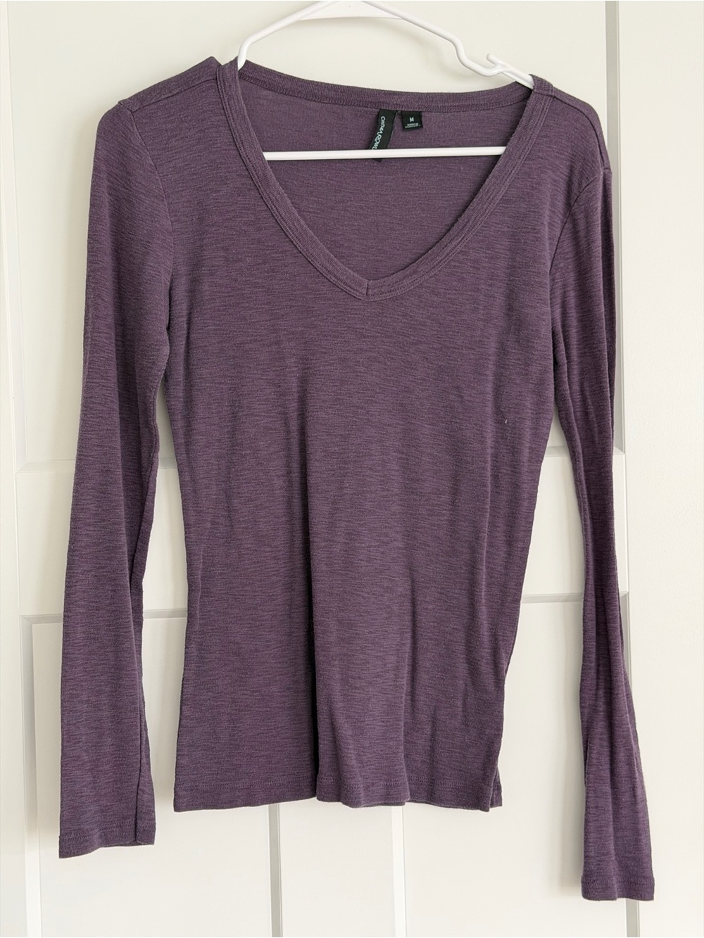 Cynthia Rowley Plum V-Neck Long Sleeve Tee